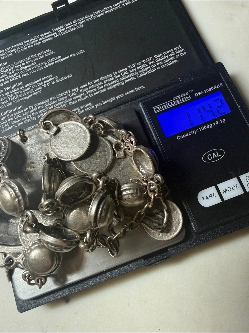 Antique-Style Silver Floral Coin Pendant Necklace - Women Jewelry